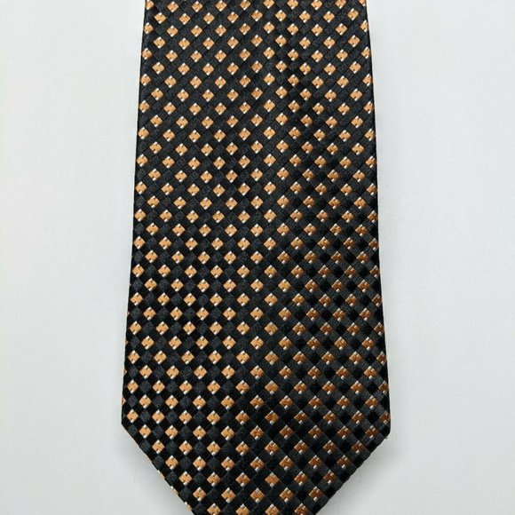 Joseph Abboud Black and Orange Plaids & Checks Tie - Picture 2 of 6